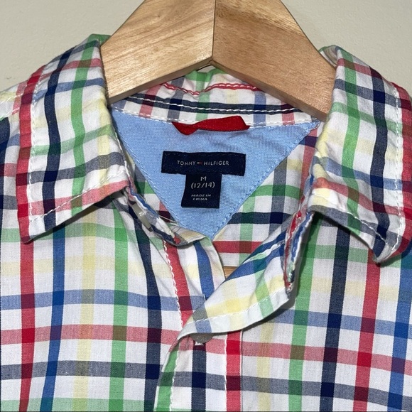 Lot of 2 Tommy Hilfiger boys plaid long sleeve Sz M 12-14 - Picture 4 of 7
